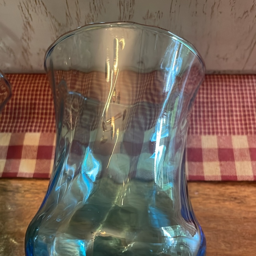 Vtg Home Interiors Blue Optic Swirl Glass Globe Votive candle holder cups (2) - Picture 3 of 6
